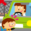 【交通安全イラスト・しかけ絵本】チャイルド本社『チャイルドブック　かんがえる2014年9月　こうつうあんぜんクイズ』<br>■交通安全のイラストを描きました。　2014年9月発行